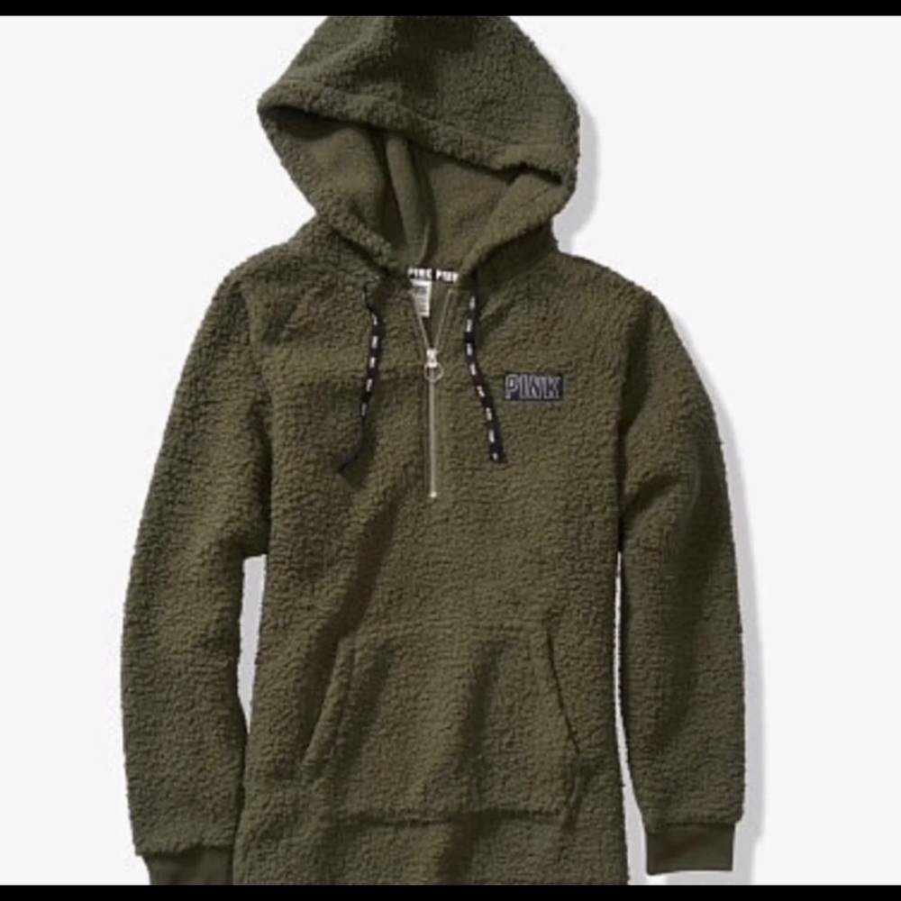 Olive Sherpa hoodie
